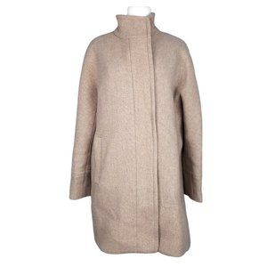 J. Crew Stadium Cloth by Nello Gori Wool Cocoon Winter Coat Pockets Beige Sz 12